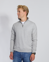 Christian half zip herre kashmir - lyseblå/sandfarger