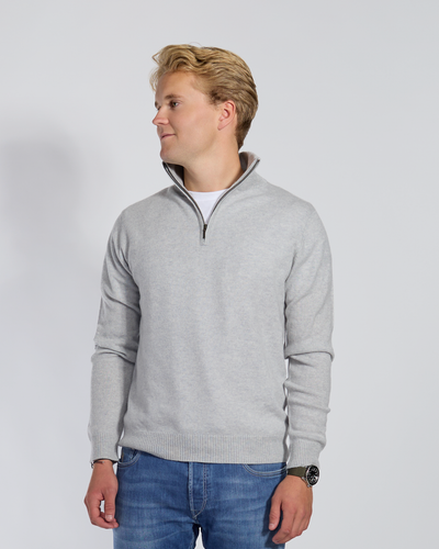 Christian half zip herre kashmir - lyseblå/sandfarger