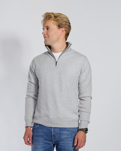 Christian half zip men's cashmere - light blue/sand colours