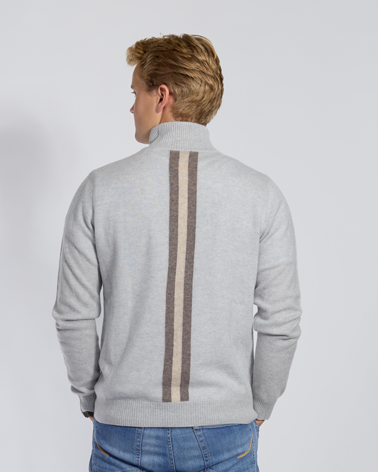 Christian half zip herre kashmir - lyseblå/sandfarger