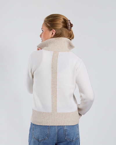 Contrast cardigan offwhite / sand