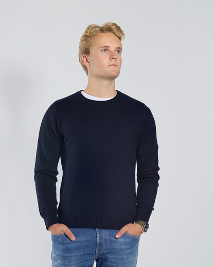 William round neck herre Kashmir - Navy/sand