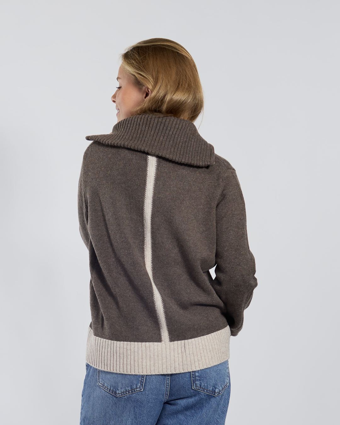 Poppy oversized zip dark sand/light sand