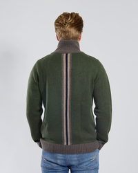 August Cardigan - Oliven / sandfarger