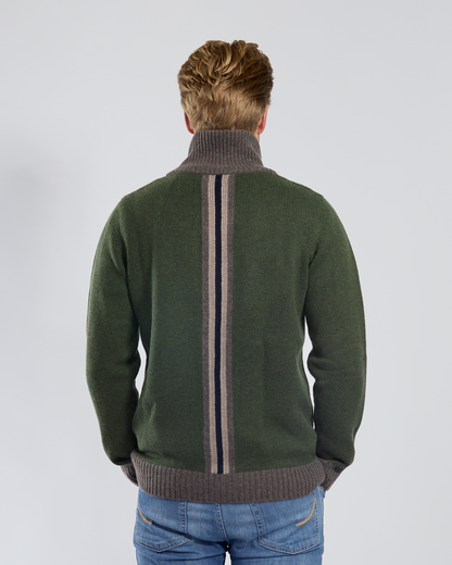 August Cardigan - Olive/sand