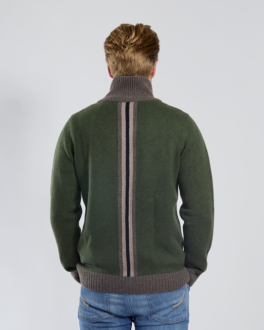 August Cardigan - Olive/sand
