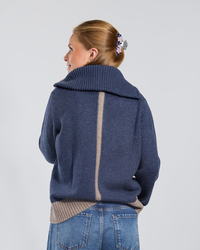 Poppy oversized zip navy/sand