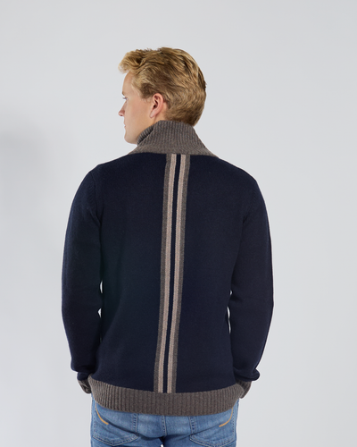 August Cardigan - Navy / sandfarger