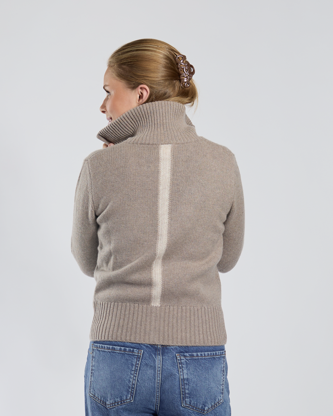 Contrast cardigan dark sand / light sand