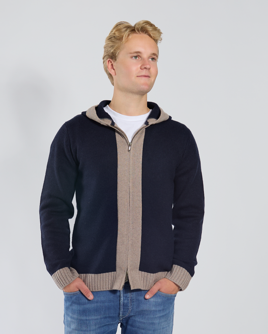 Didrik Cardigan - Navy / sandfarger