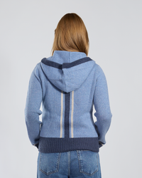 Celeste hood cardigan medium blue/navy/sand