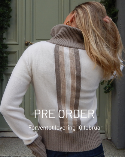 PRE ORDER Contrast cardigan offwhite / sandfarger