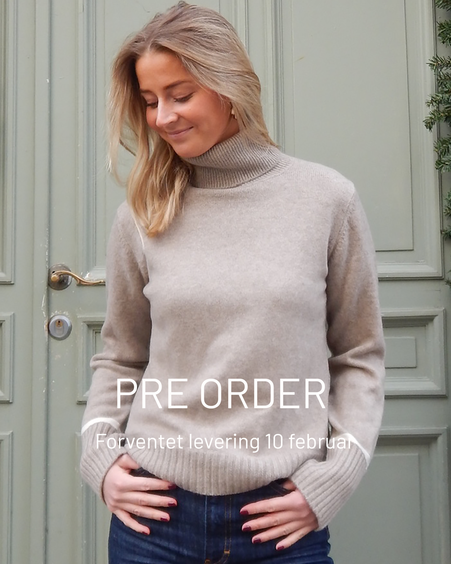 PRE ORDER Roll neck jumper - Sand/offwhite
