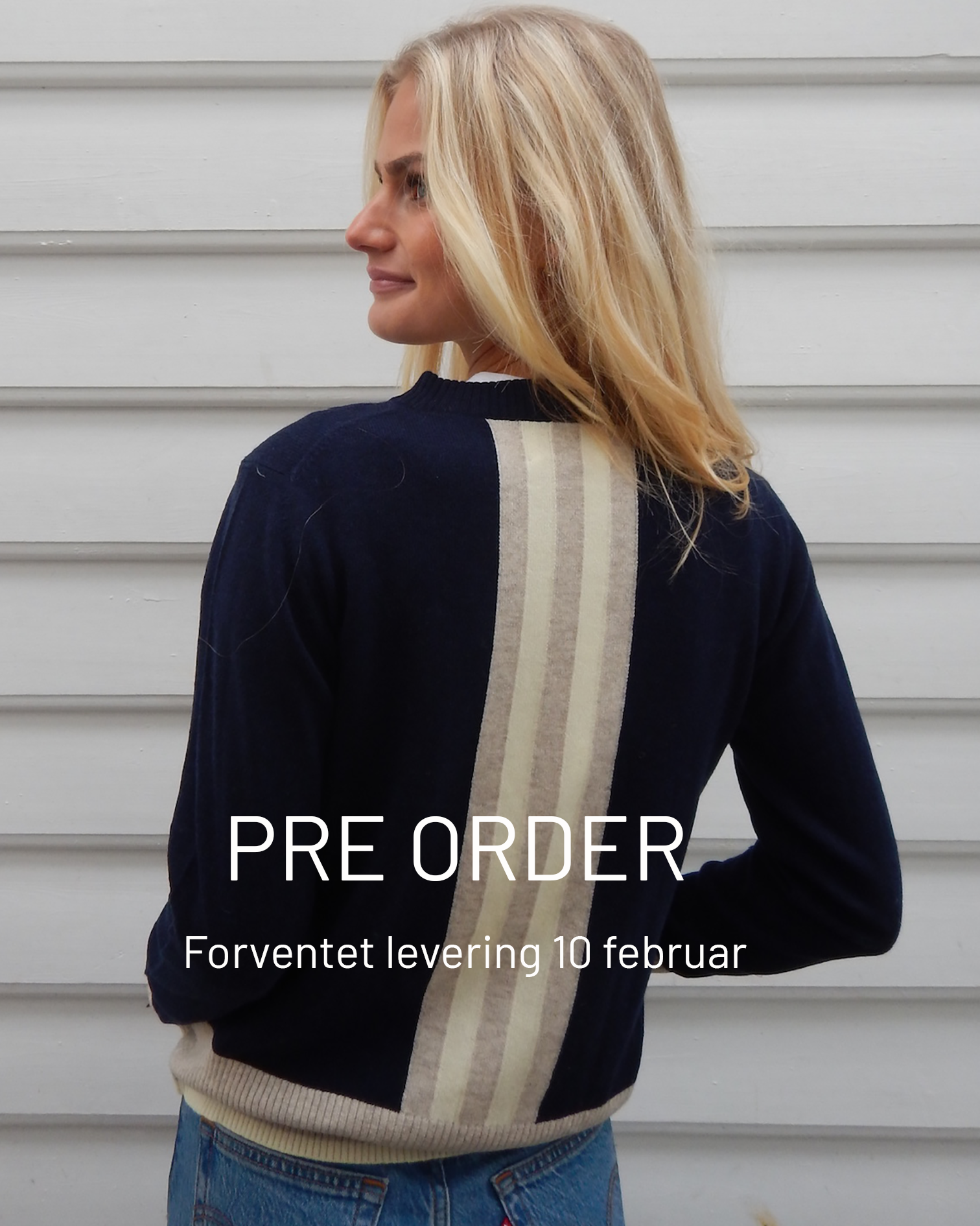 PRE ORDER Nicky round neck kashmir - Navy/sand/lysegul