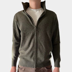 Thomas cardigan herre - Oliven / Sand