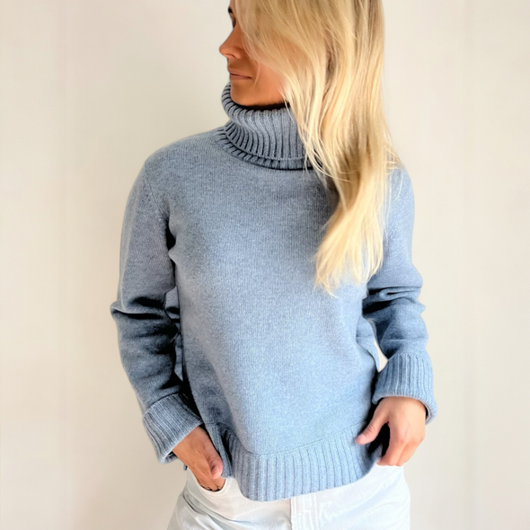 Roll neck jumper - Denim / Offwhite