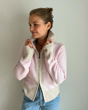 Contrast cardigan Lyserosa/sand