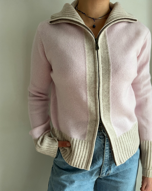 Contrast cardigan Lyserosa/sand
