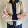 Contrast cardigan Sand / navy