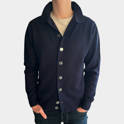 Fredrik cardigan - Navy/ sand/toast