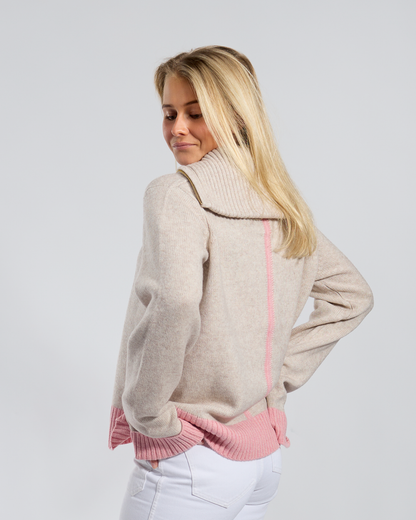 Poppy oversized zip sand/rosa