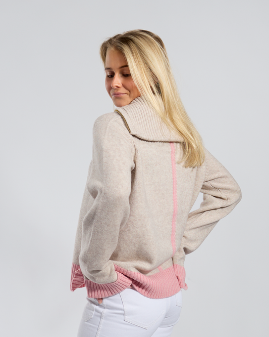 Poppy oversized zip sand/rosa