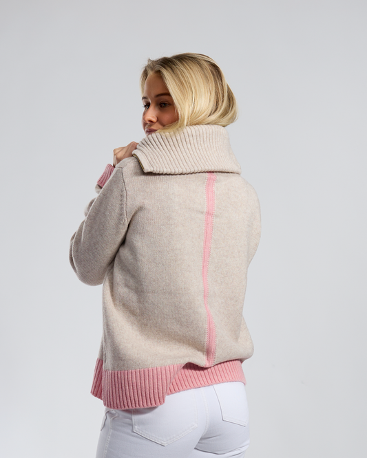 Poppy oversized zip sand/rosa