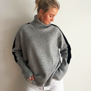 New Rollneck jumper - Grå melange / Svart