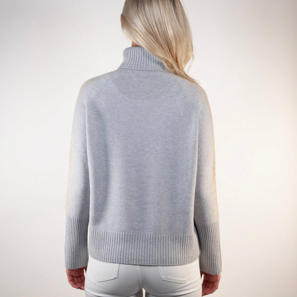 New Rollneck jumper - Lyseblå/sand