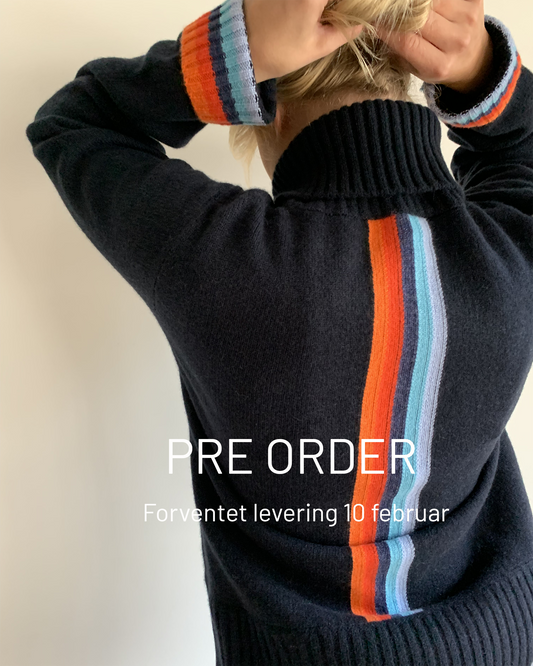 PRE ORDER - Roll neck jumper - Navy/rainbow