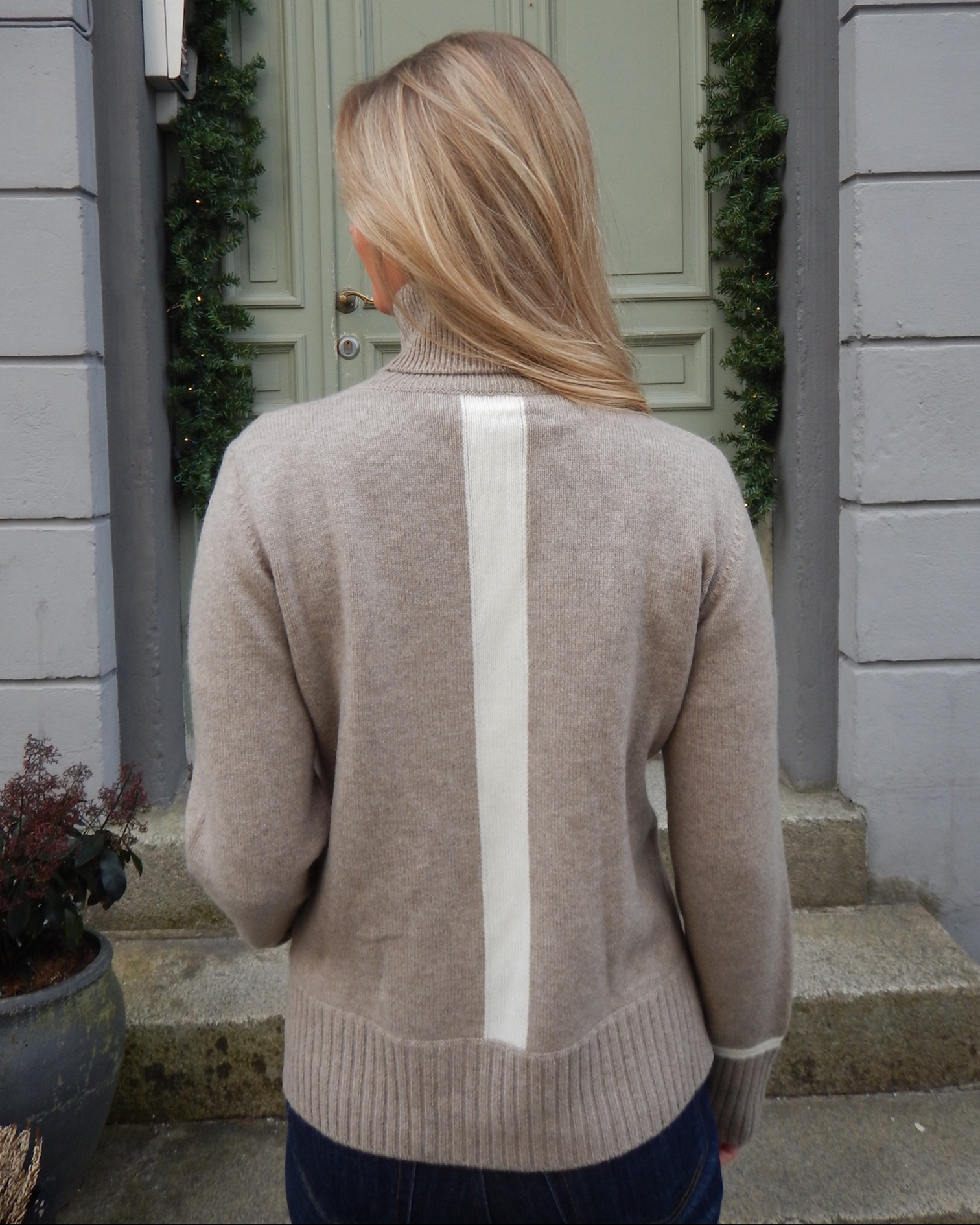PRE ORDER Roll neck jumper - Sand/offwhite