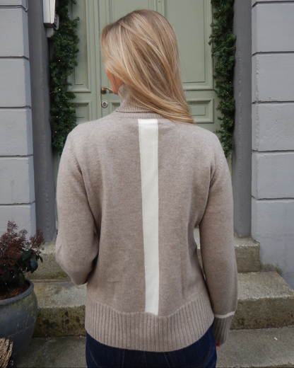 PRE ORDER Roll neck jumper - Sand/offwhite