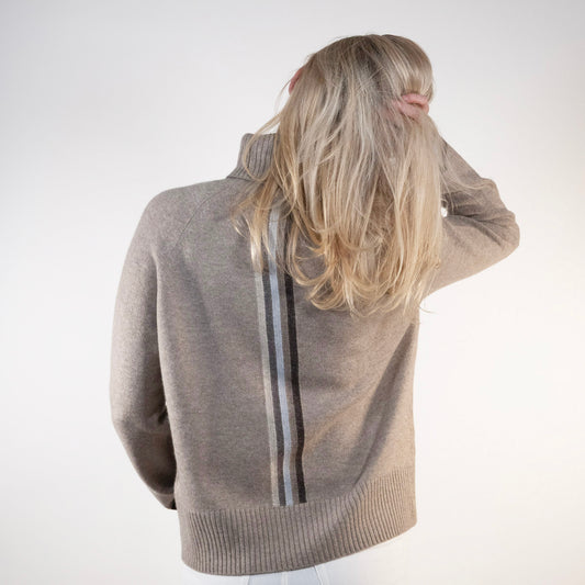 New Rollneck jumper - Sand/rainbow bruntoner