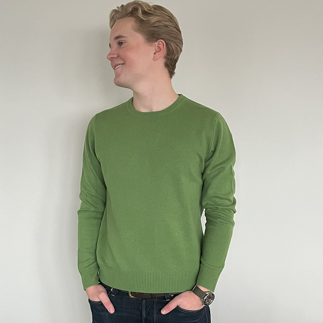 William round neck men's - Green / Offwhite