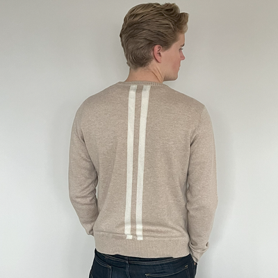 William round neck herre Kashmir - Sand / offwhite