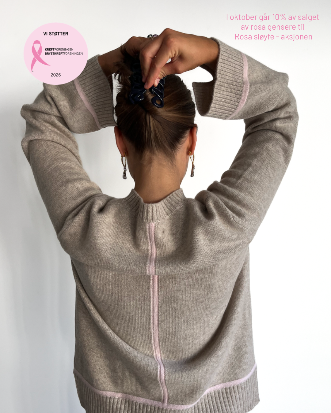 Round neck cashmere - Sand/pink
