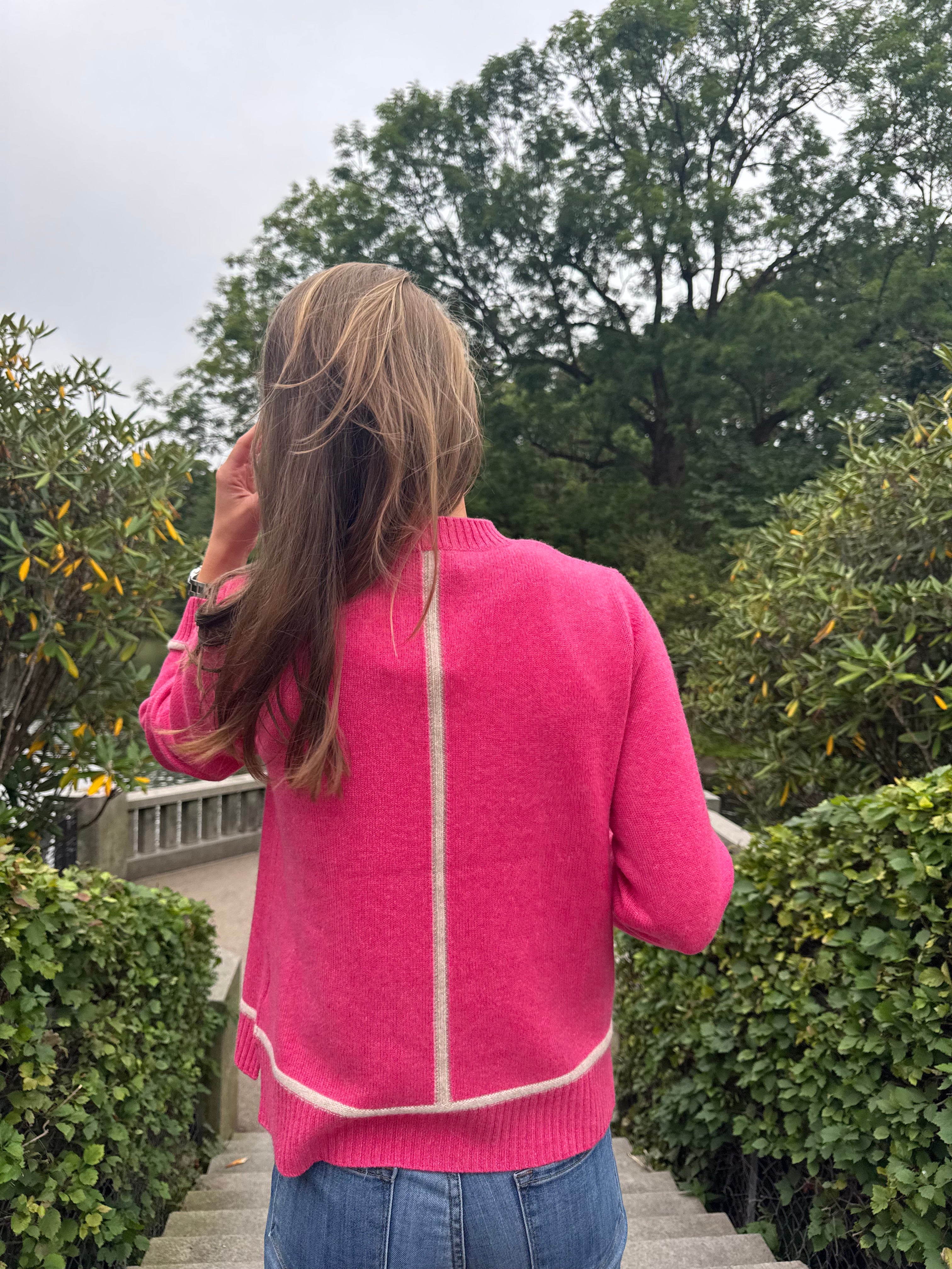 Round neck cashmere - Pink/sand
