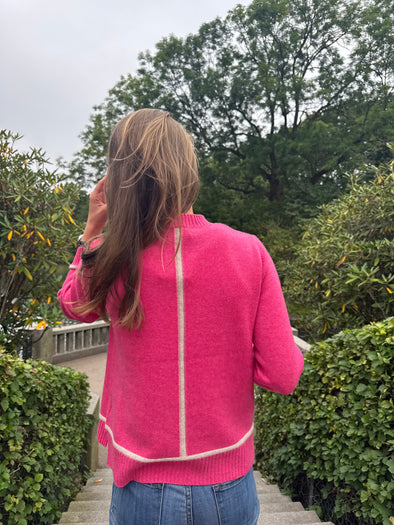 Round neck kashmir - Rosa/sand