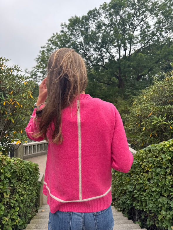 Round neck kashmir - Rosa/sand