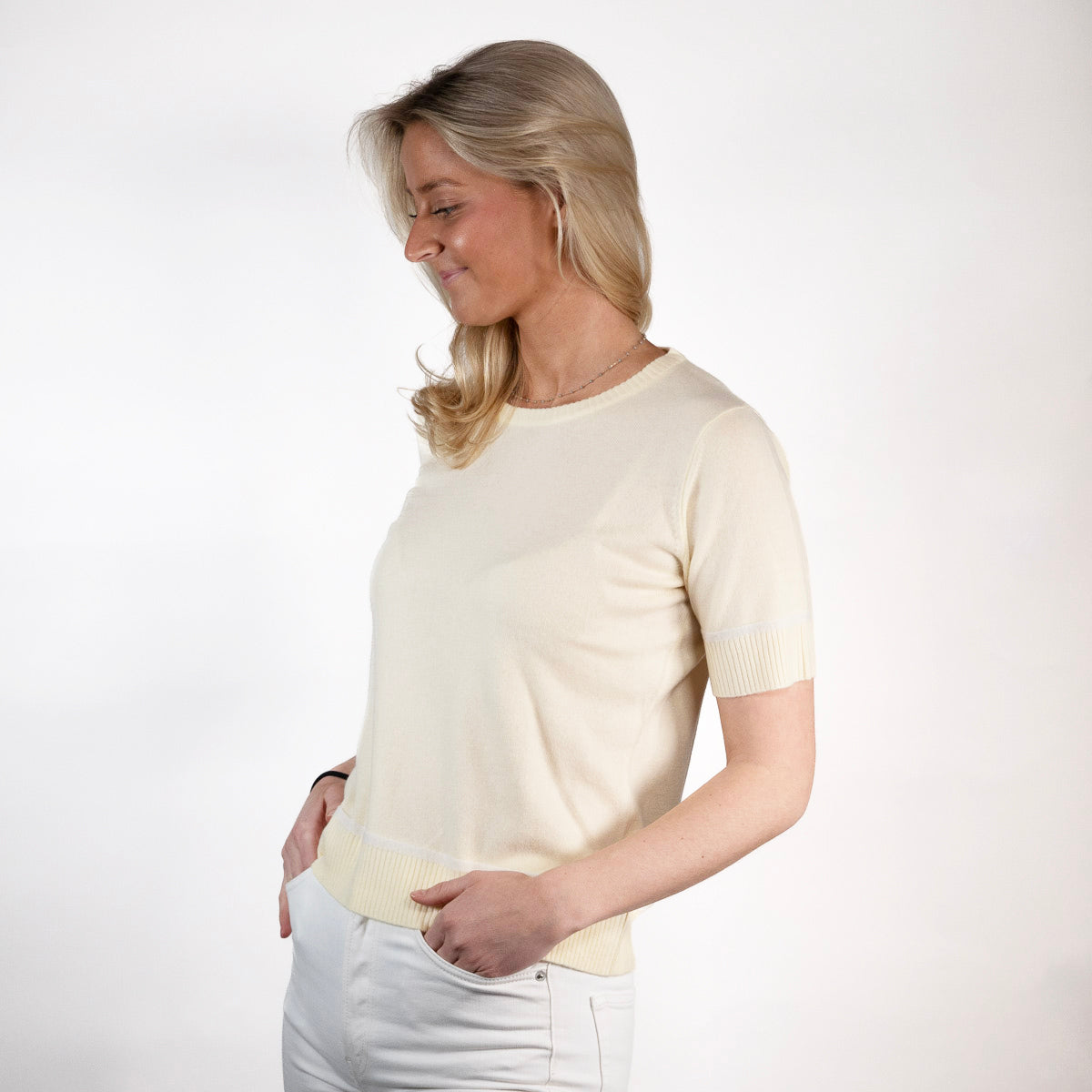 Colette short sleeve - Gul/offwhite