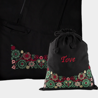 Bunadssett 2 poser i svart - grønn/rød