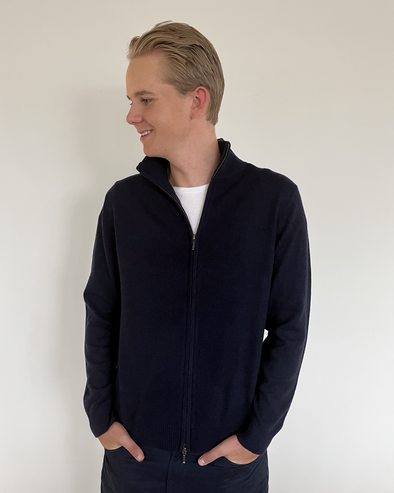 Thomas cardigan herre - Navy/ sand