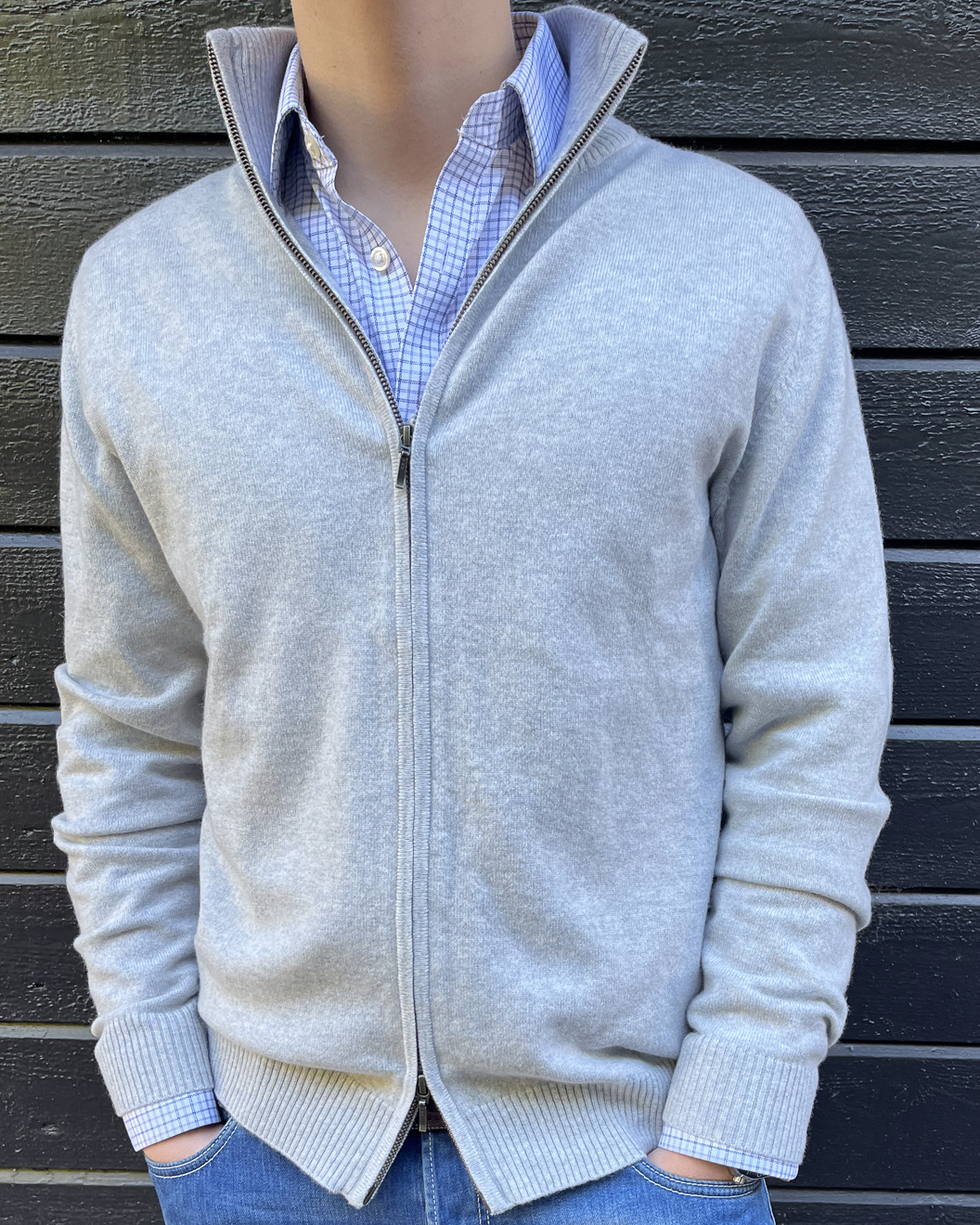 Thomas cardigan men - Light blue/sand colours