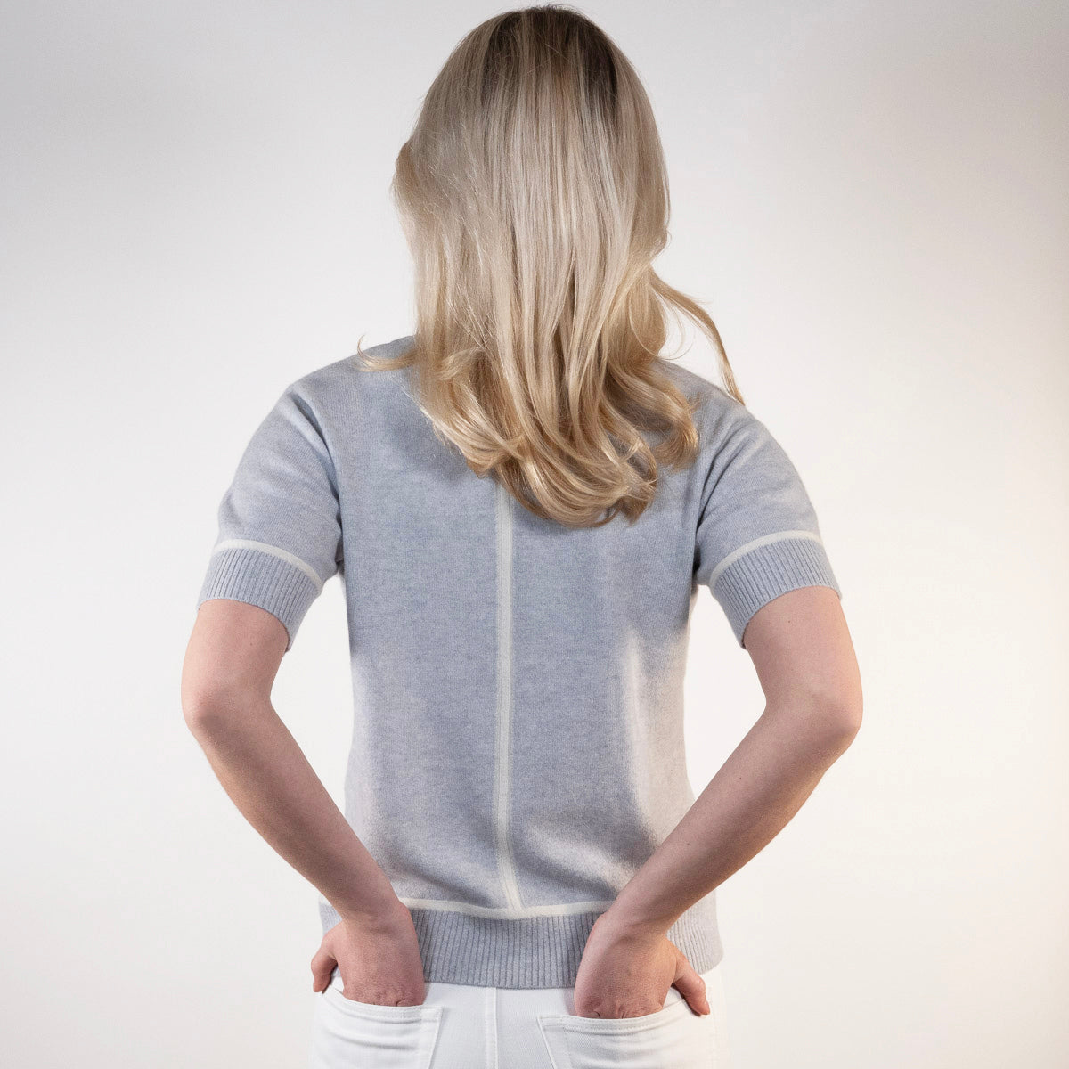 Colette short sleeve - Light blue/off-white