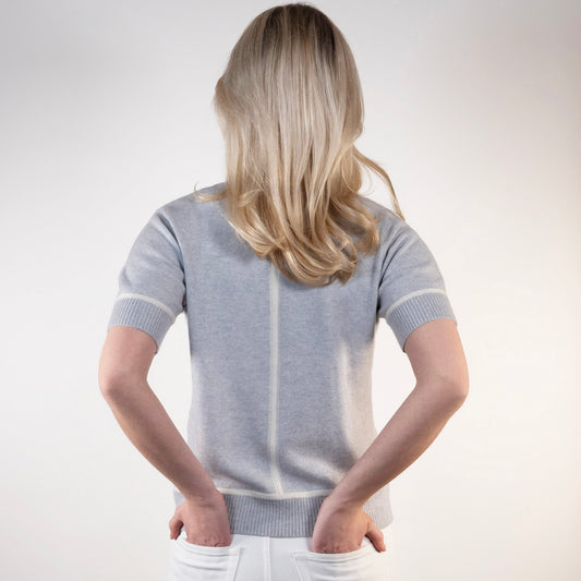 Colette short sleeve - Lyseblå/offwhite