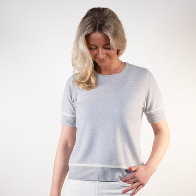 Colette short sleeve - Lyseblå/offwhite