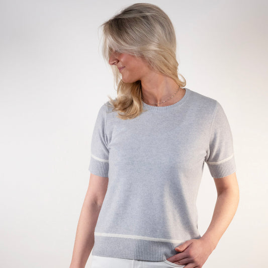 Colette short sleeve - Lyseblå/offwhite