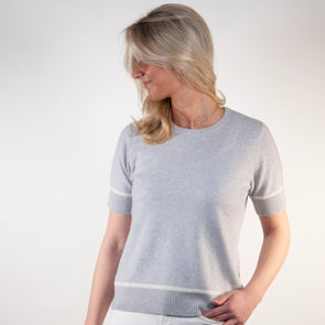 Colette short sleeve - Lyseblå/offwhite