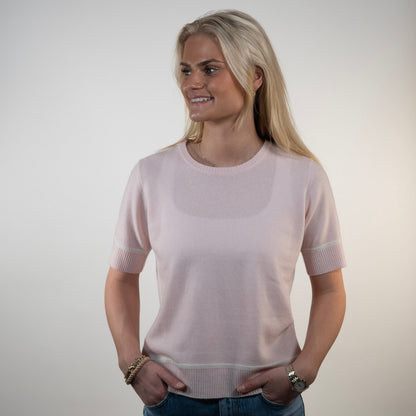 Colette short sleeve - Light pink/offwhite