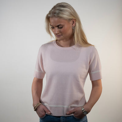 Colette short sleeve - Lyserosa/offwhite